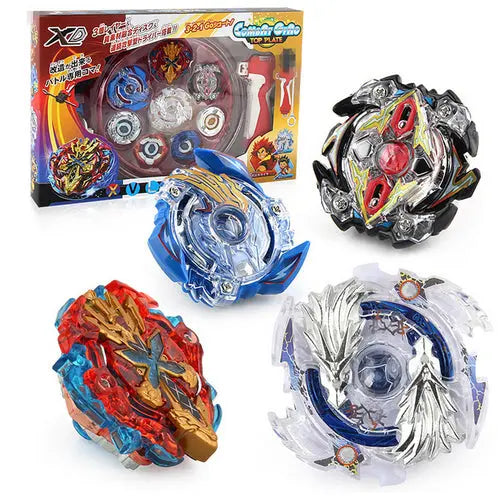 COFFRET - SET COMPLET 4 TOUPIE BEYBLADE BURST LANCEURS/GRIP/ARENE - goshopbey