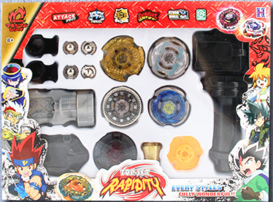 COFFRET - SET COMPLET 4 TOUPIE BEYBLADE - LANCEURS/GRIP/POINTES - goshopbey