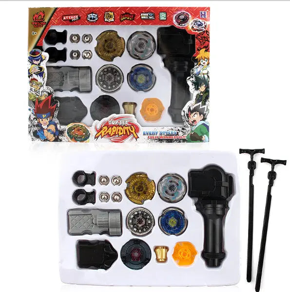 COFFRET - SET COMPLET 4 TOUPIE BEYBLADE - LANCEURS/GRIP/POINTES - goshopbey